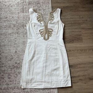 Lilly Pulitzer Ivory Mini Dress with Metallic Details